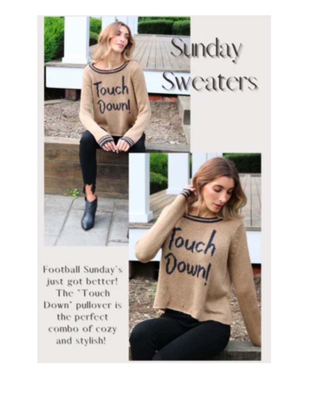 Wooden Ships Tan 'Touch Down' Crewneck Sweater with Black Trim